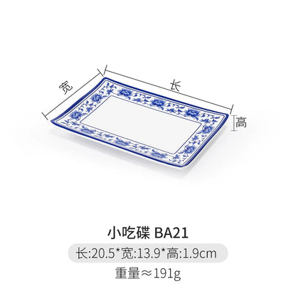 Melamine Dinnerware Blue and White Porcelain Snack Plate Special-Shaped Creative Tableware Commercial Use