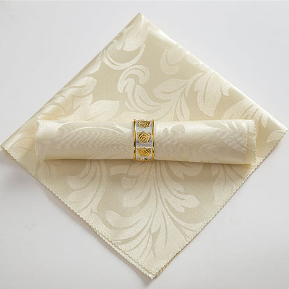 10-Piece High-End Jacquard Napkin Cloth and Rings Home Restaurant Banquet Napkin Cloth 48 * 48cm