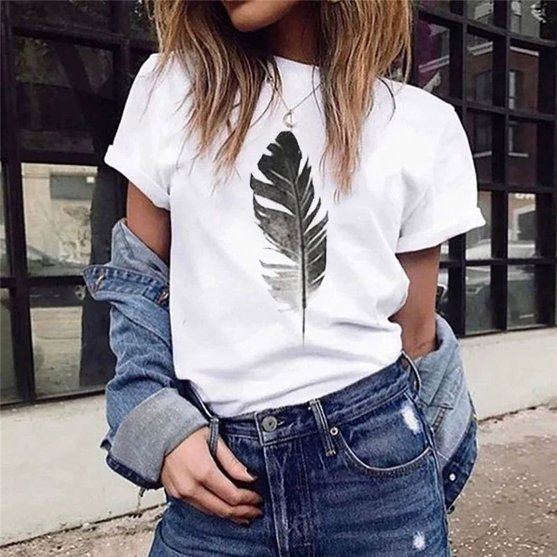 Short Sleeve T-Shirts Round Neck Cartoon Printing Comfortable