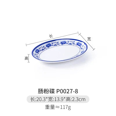 Melamine Dinnerware Blue and White Porcelain Snack Plate Special-Shaped Creative Tableware Commercial Use