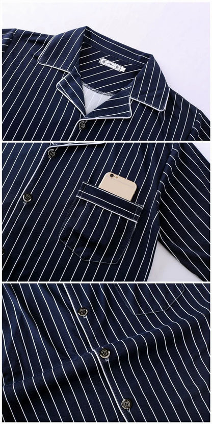 Men's Pajamas Cotton Long sleeve Trousers Two-piece Set
