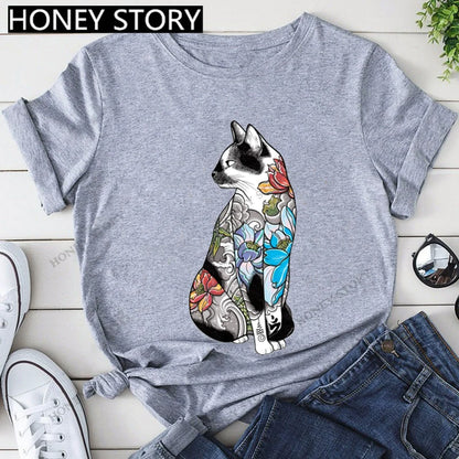 Short Sleeve T-Shirts Round Neck Cartoon Printing Comfortable