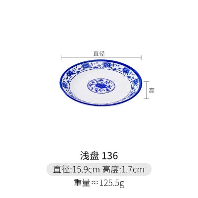 Melamine Dinnerware Blue and White Porcelain Snack Plate Special-Shaped Creative Tableware Commercial Use