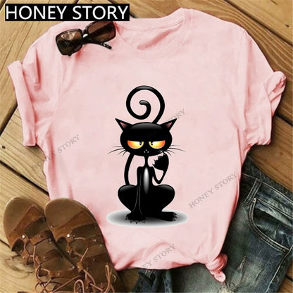 Short Sleeve T-Shirts Round Neck Cartoon Printing Comfortable