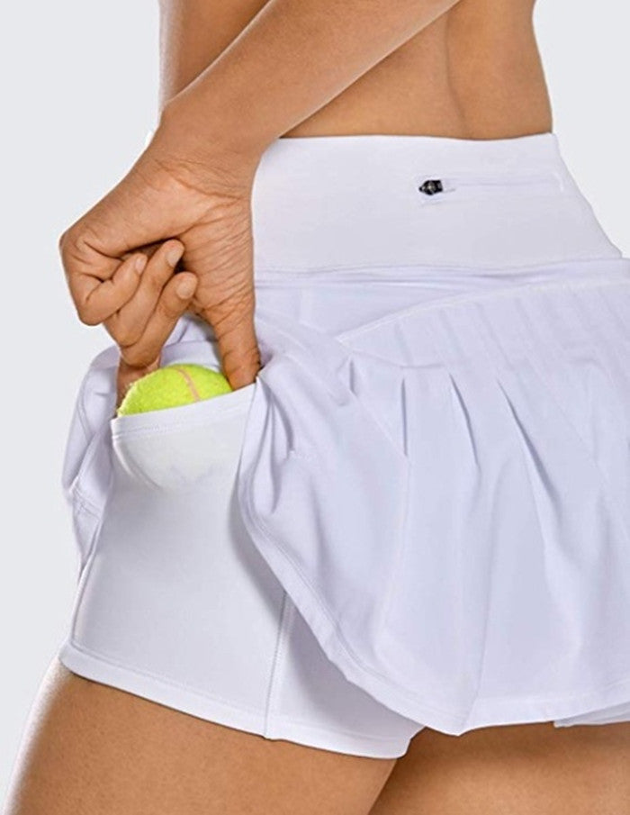 Women's Sports Tennis Golf Skirt Pants Mid-waist Pleated