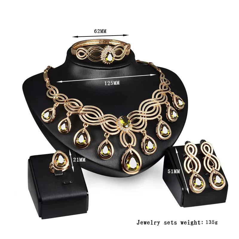 Fashion Inlaid Jewel Rhinestone Clavicle Chain Women's Banquet Earrings
