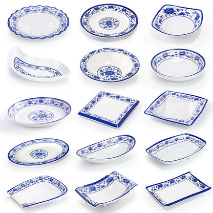 Melamine Dinnerware Blue and White Porcelain Snack Plate Special-Shaped Creative Tableware Commercial Use