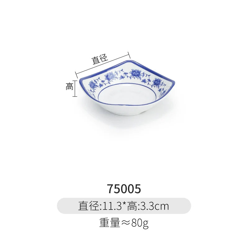 Melamine Dinnerware Blue and White Porcelain Snack Plate Special-Shaped Creative Tableware Commercial Use