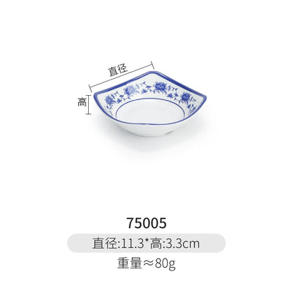 Melamine Dinnerware Blue and White Porcelain Snack Plate Special-Shaped Creative Tableware Commercial Use