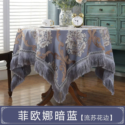 Northern European-Style Tablecloth Cotton and Linen with Tassel Lace