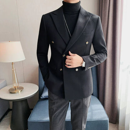 Summer White Double Breasted Slim Casual Suit