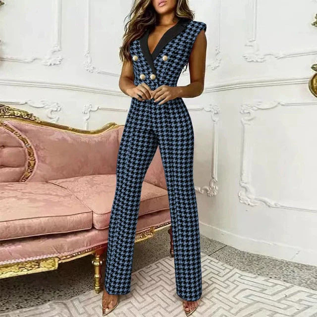 European and American V-neck Sleeveless Jumpsuit