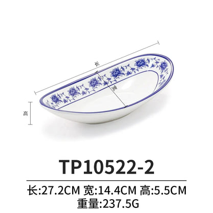 Melamine Dinnerware Blue and White Porcelain Snack Plate Special-Shaped Creative Tableware Commercial Use