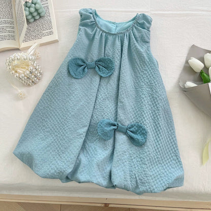 Summer K-style Sleeveless Vest Dress Baby Bows