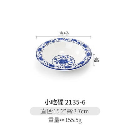 Melamine Dinnerware Blue and White Porcelain Snack Plate Special-Shaped Creative Tableware Commercial Use