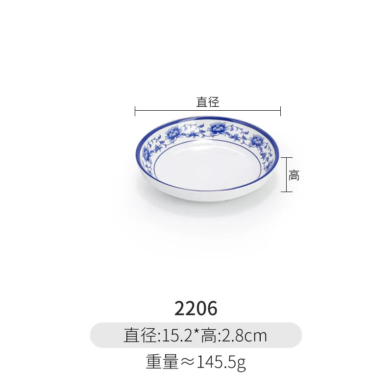 Melamine Dinnerware Blue and White Porcelain Snack Plate Special-Shaped Creative Tableware Commercial Use
