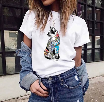 Short Sleeve T-Shirts Round Neck Cartoon Printing Comfortable