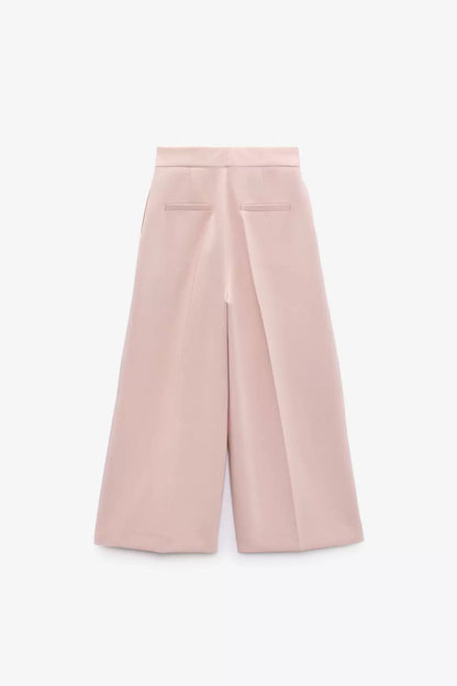 Spring High Waist Loose Pants Pants and Sleeveless V Neck Short Vest