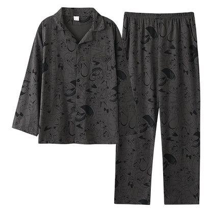 Cotton Couple Pajamas for Men and Women Spring and Autumn Pure Cotton Thin Plaid Long Sleeves Plus Size Outerwear