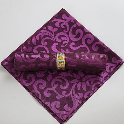 10-Piece High-End Jacquard Napkin Cloth and Rings Home Restaurant Banquet Napkin Cloth 48 * 48cm