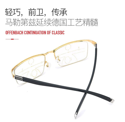 German Reading Glasses Men's Dual-Use HD Smart Ultra Light Glasses Automatic Zoom Progressive Presbyopic Glasses Anti-Blue Light