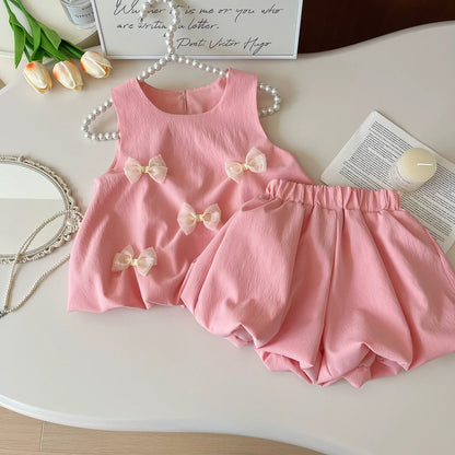 Summer K-style Sleeveless Vest Dress Baby Bows