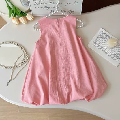 Summer K-style Sleeveless Vest Dress Baby Bows
