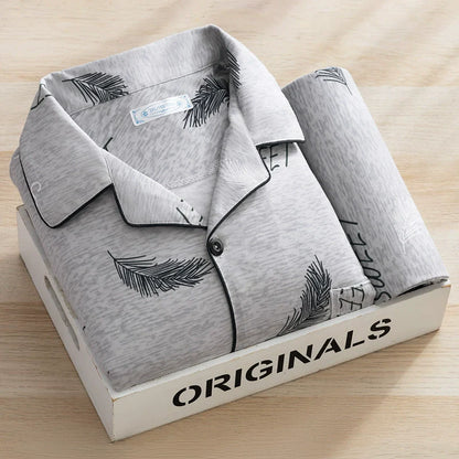 Men's Pajamas Cotton Long sleeve Trousers Two-piece Set