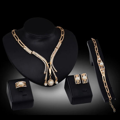 Fashion Inlaid Jewel Rhinestone Clavicle Chain Women's Banquet Earrings