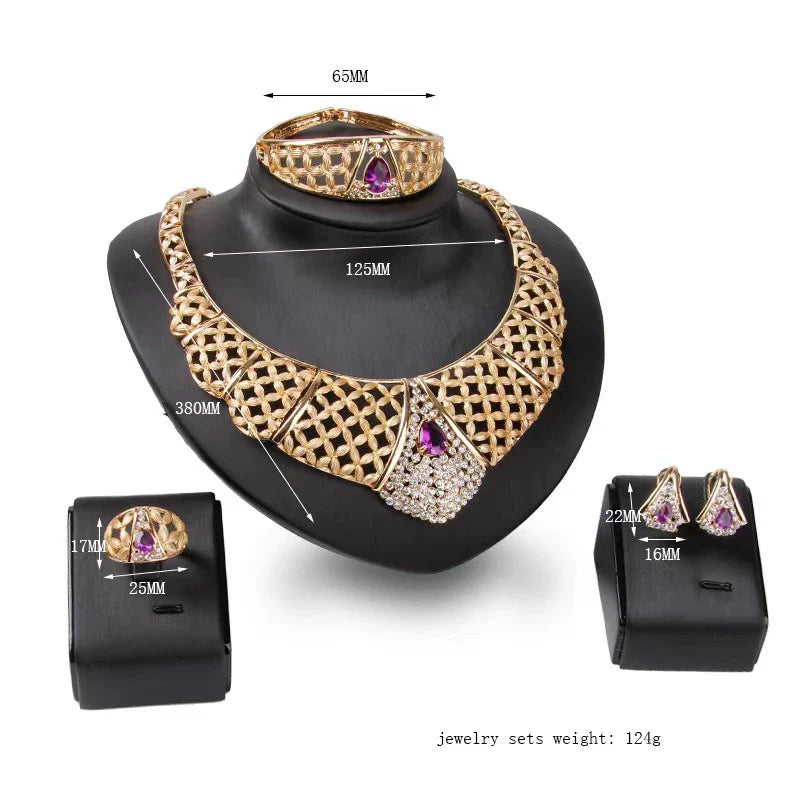 Fashion Inlaid Jewel Rhinestone Clavicle Chain Women's Banquet Earrings