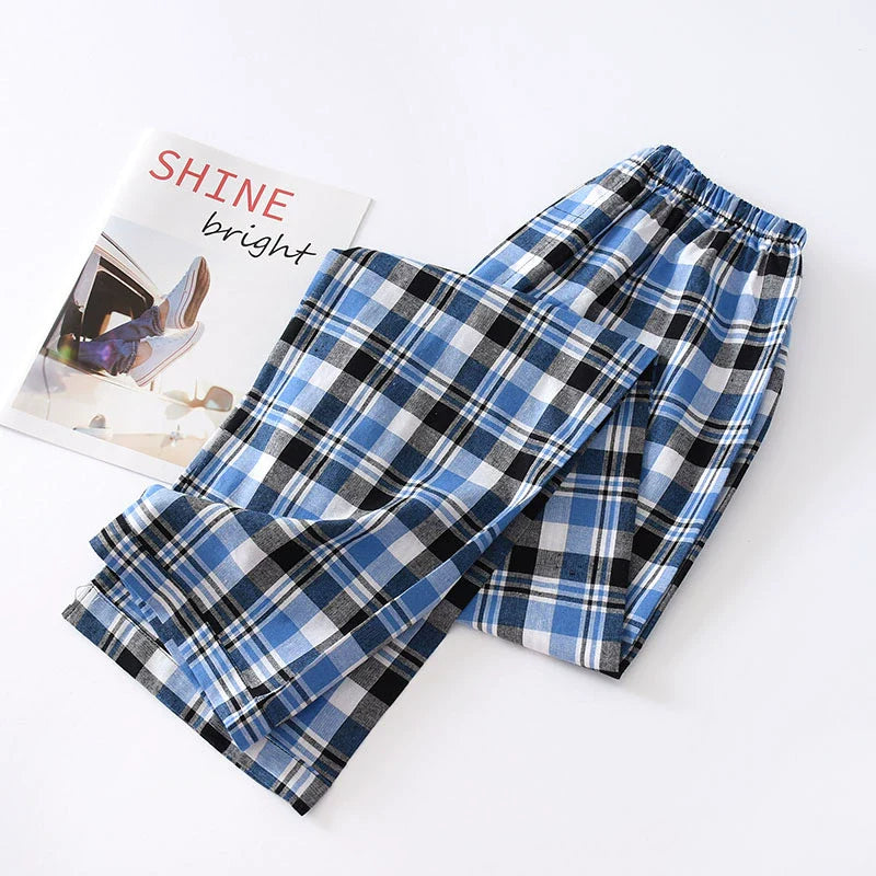 Men Pure Cotton Spring and Summer Pajama Pants