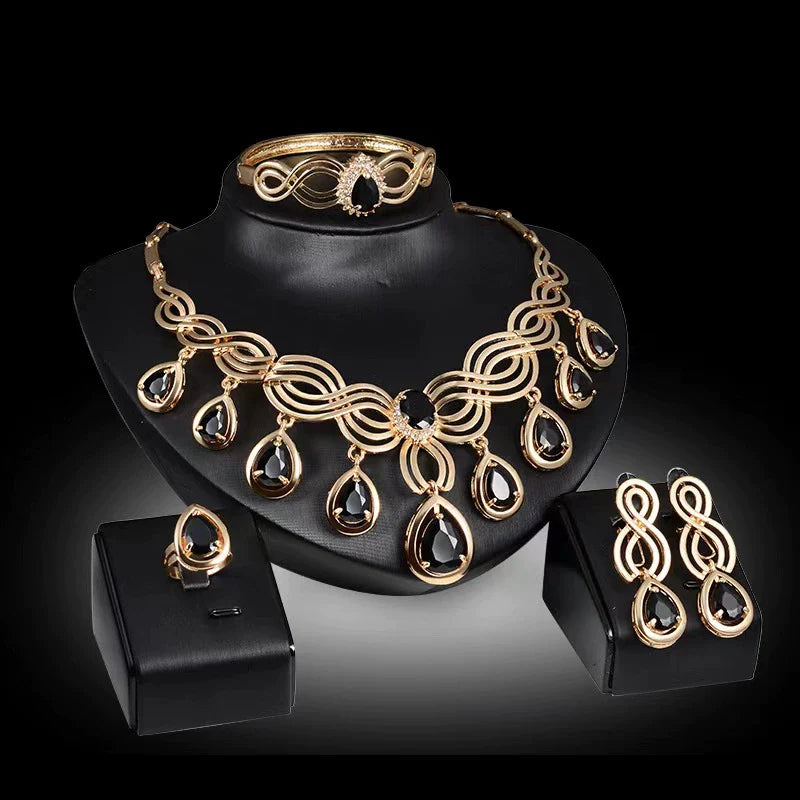 Fashion Inlaid Jewel Rhinestone Clavicle Chain Women's Banquet Earrings
