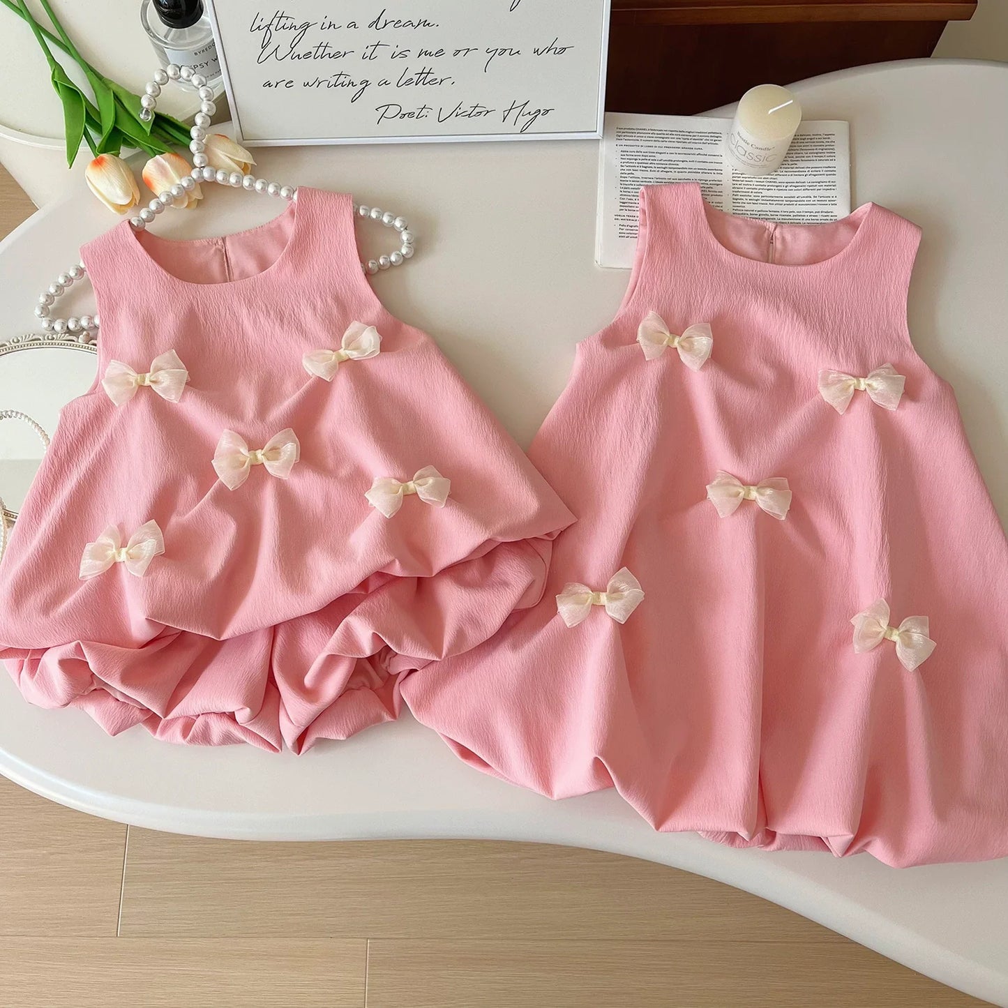 Summer K-style Sleeveless Vest Dress Baby Bows