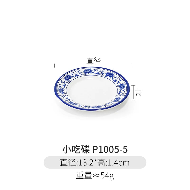 Melamine Dinnerware Blue and White Porcelain Snack Plate Special-Shaped Creative Tableware Commercial Use