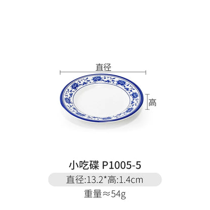 Melamine Dinnerware Blue and White Porcelain Snack Plate Special-Shaped Creative Tableware Commercial Use