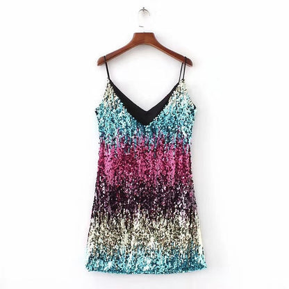 Women Summer Sexy Tie-Dye Stitching Print Dress