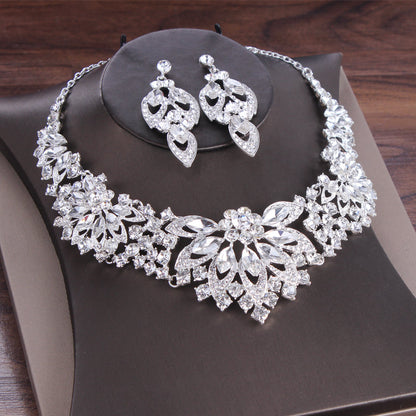 Elegant European and American Style Bride Three-Piece Wedding Crown