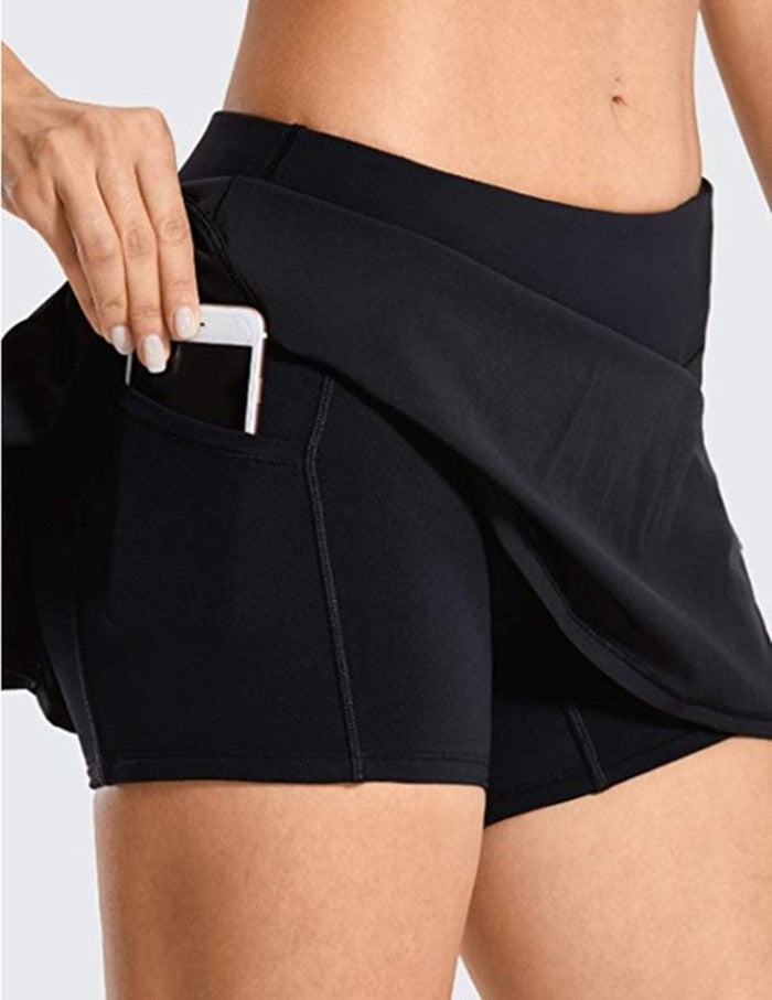 Women's Sports Tennis Golf Skirt Pants Mid-waist Pleated
