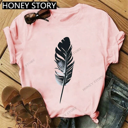 Short Sleeve T-Shirts Round Neck Cartoon Printing Comfortable