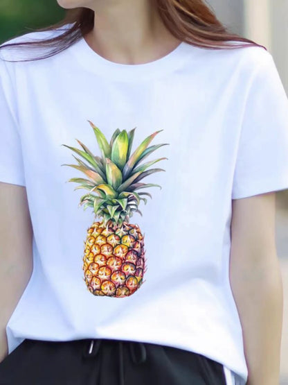 Butterfly Flower Summer Short Sleeve T-shirts Casual Thin Print