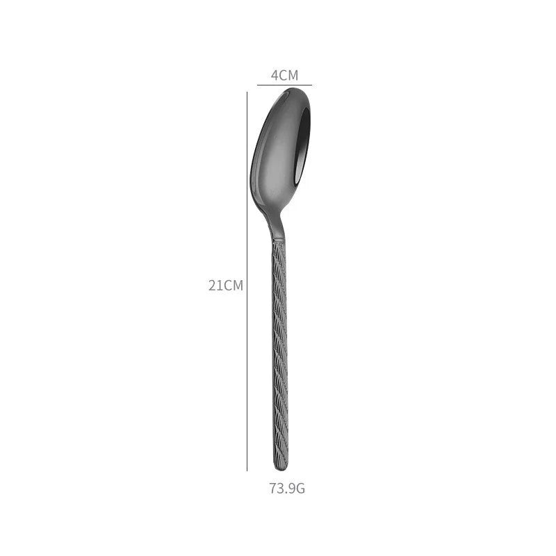 Home 304 Stainless Steel Steak Western Tableware Knife Fork Spoon 4 Pieces Combination Set Rice Spoon
