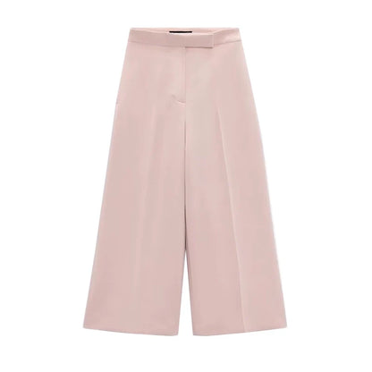 Spring High Waist Loose Pants Pants and Sleeveless V Neck Short Vest