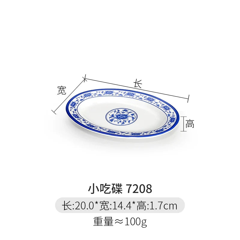 Melamine Dinnerware Blue and White Porcelain Snack Plate Special-Shaped Creative Tableware Commercial Use
