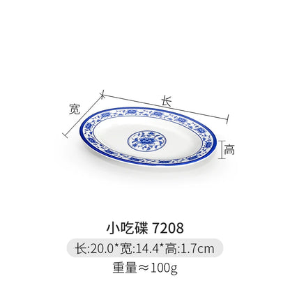 Melamine Dinnerware Blue and White Porcelain Snack Plate Special-Shaped Creative Tableware Commercial Use