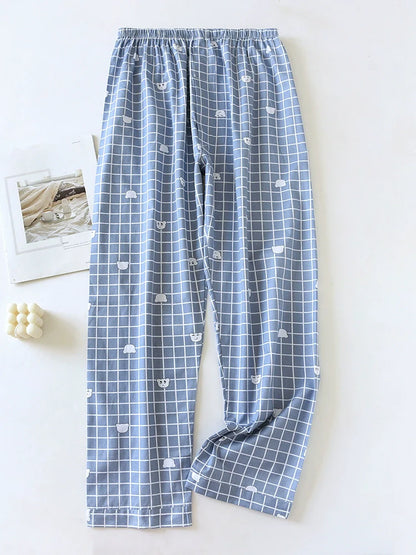 Men Pure Cotton Spring and Summer Pajama Pants