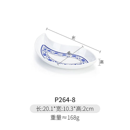 Melamine Dinnerware Blue and White Porcelain Snack Plate Special-Shaped Creative Tableware Commercial Use