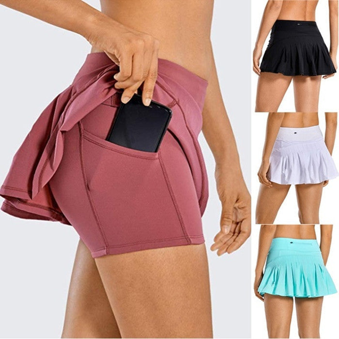 Women's Sports Tennis Golf Skirt Pants Mid-waist Pleated