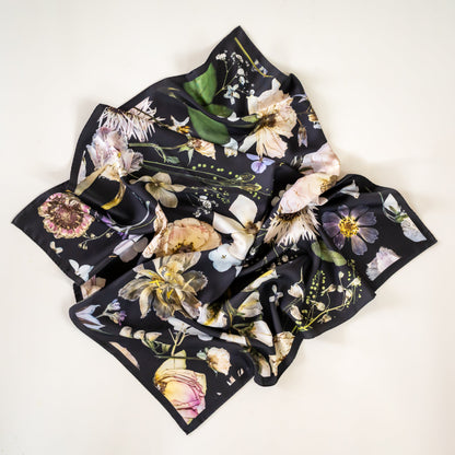 Petals in the Night Silk Scarf