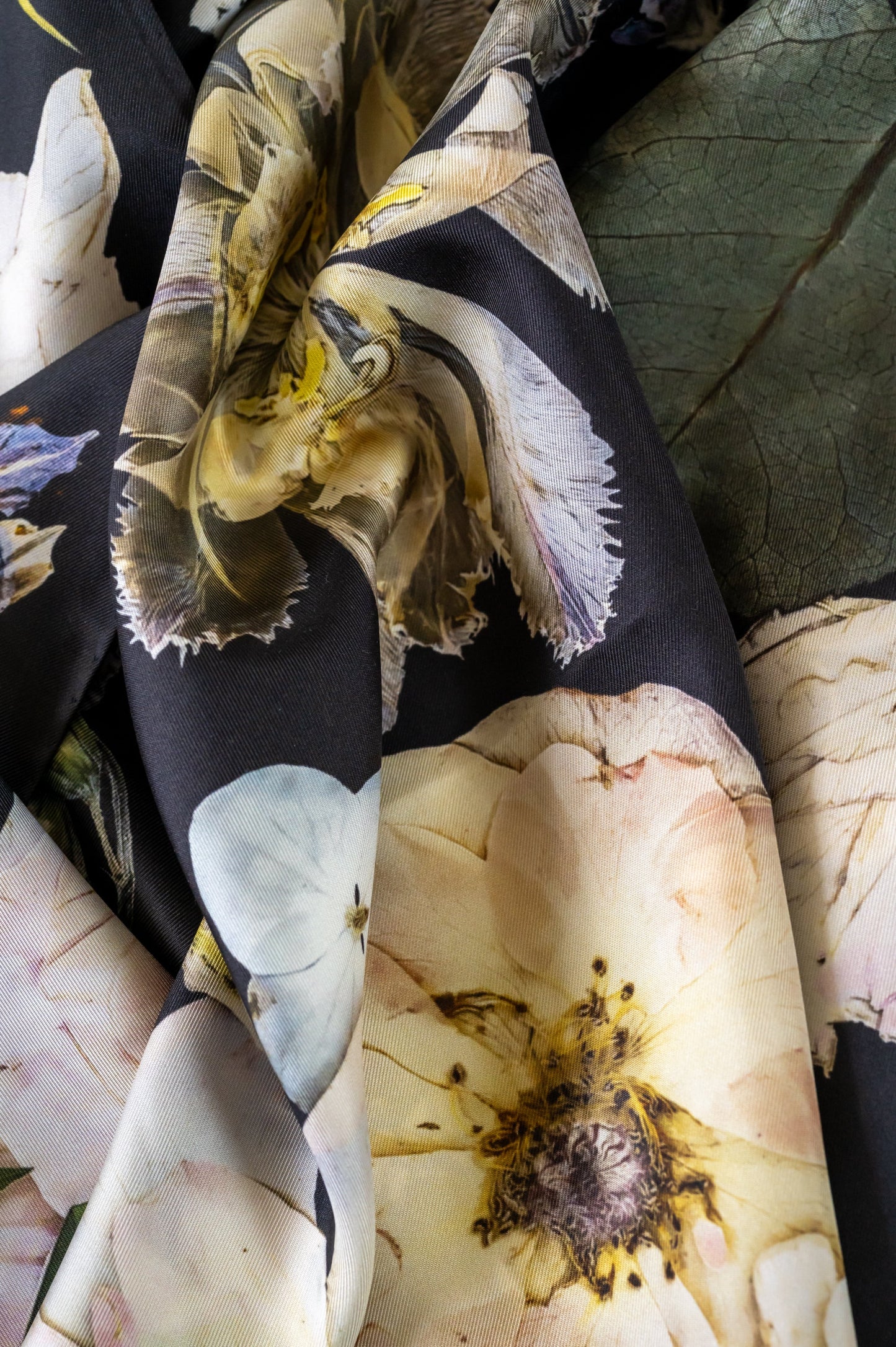 Petals in the Night Silk Scarf