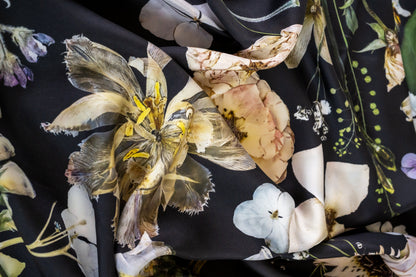 Petals in the Night Silk Scarf